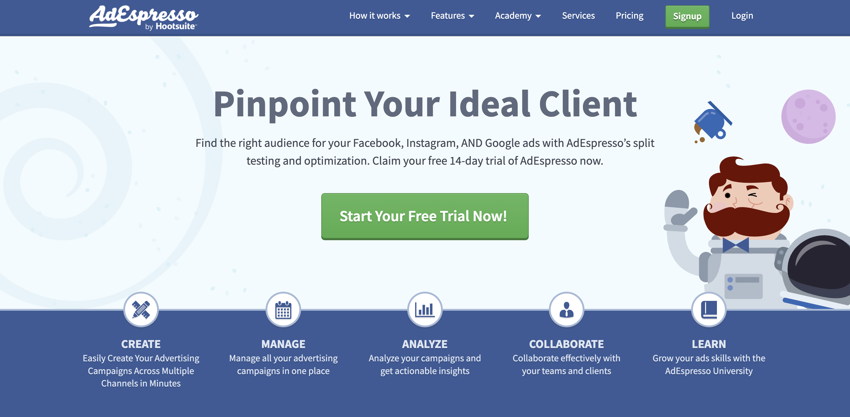 Tangkapan layar situs web AdEspresso
