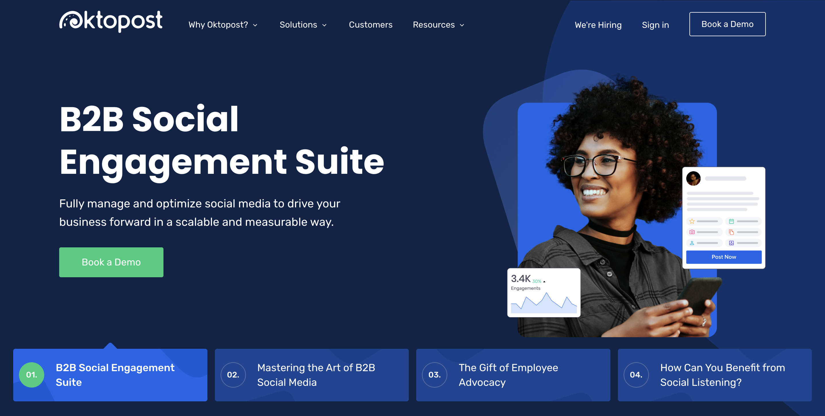 Tangkapan layar situs web Oktopost