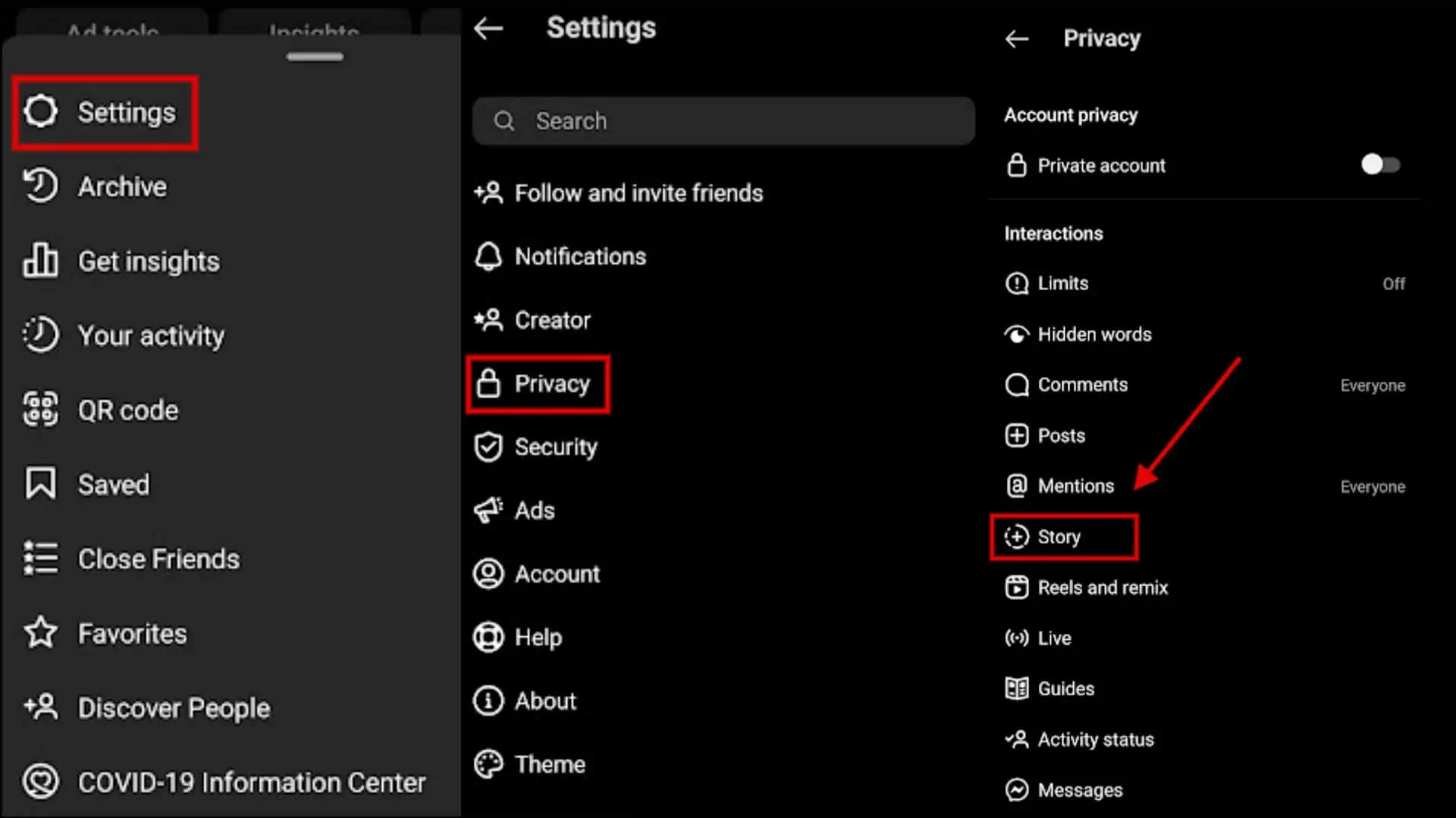あなたのストーリーを特定の人から隠す