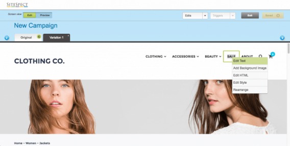 サイトスペクトのスクリーンショット。