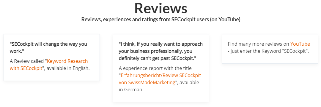 YoutubeでのSECockpitユーザーのレビュー