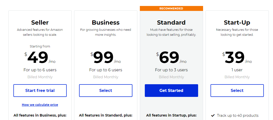 Jungle Scout Web Pricing Plans