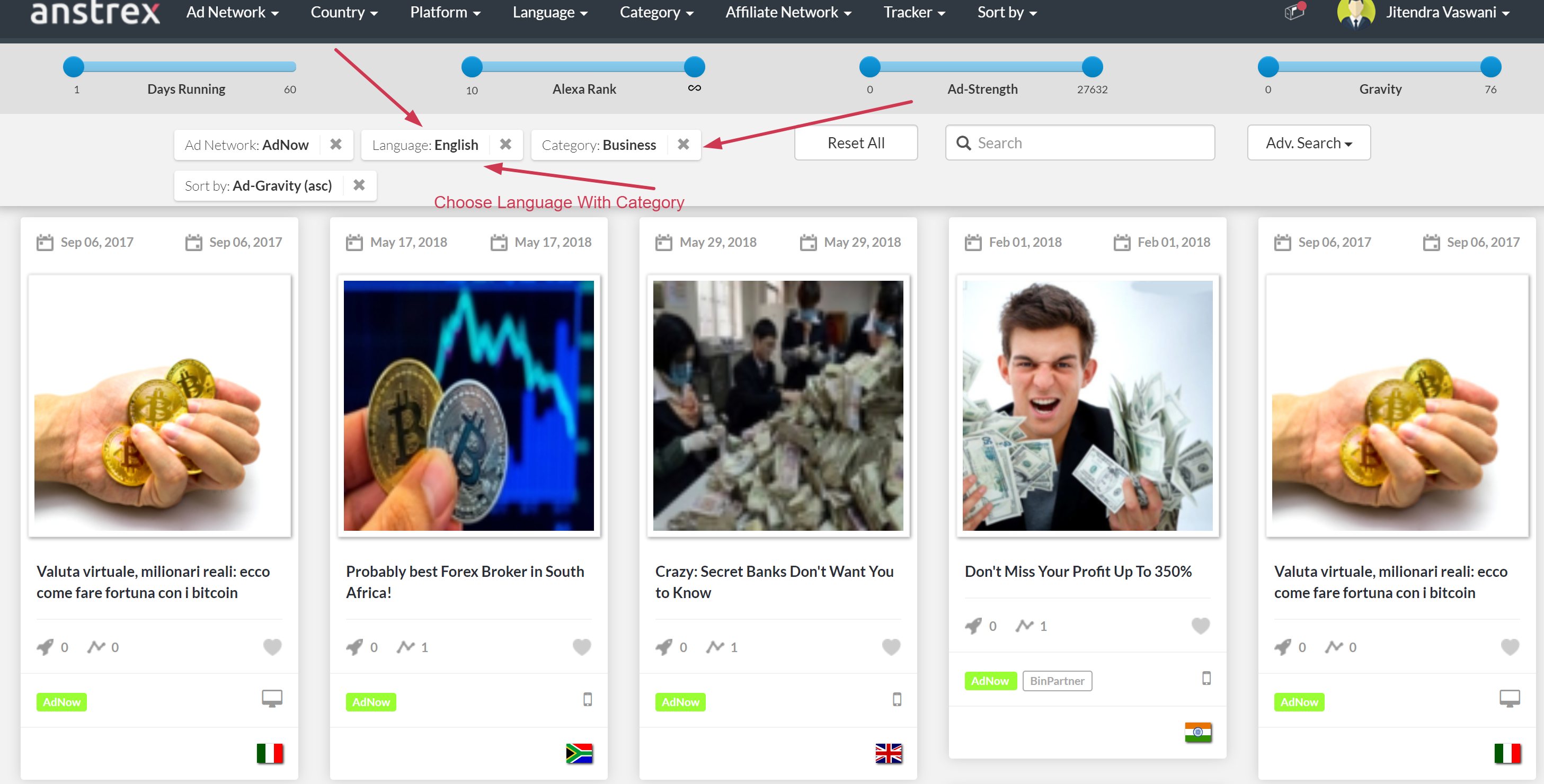 Anstrex Dashboard Anstrex ad spy tools discount coupon
