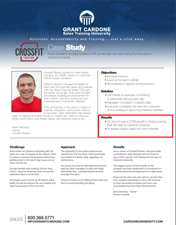 Grant Cardone University Review - Étude de cas CU Crossfit Ruston Grant Cardone University Review- CU Crossfit Ruston Case Study