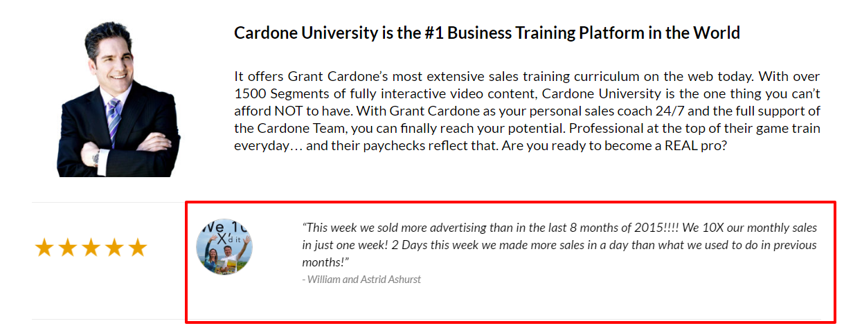 Examen de l'Université Grant Cardone - Avis Grant Cardone University Review- Reviews