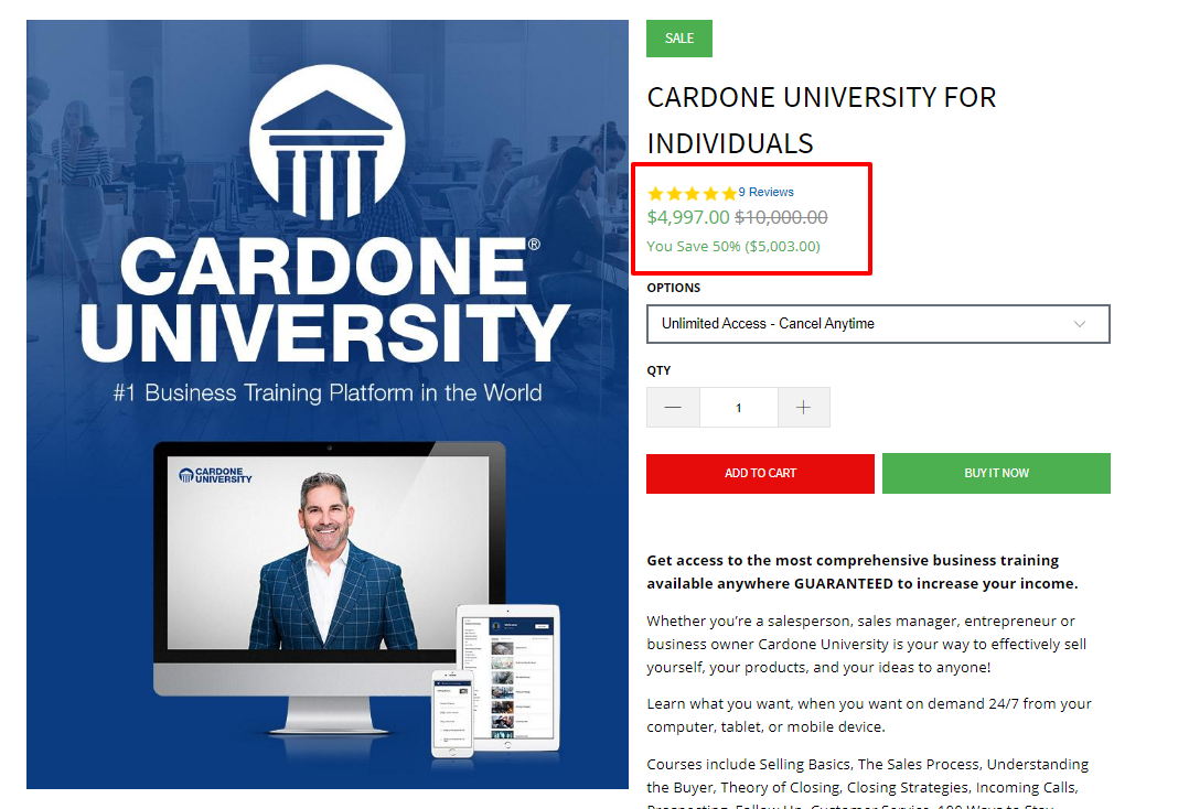 Grant Cardone University Review - La revue universitaire Grant Cardone University Review- The University Review