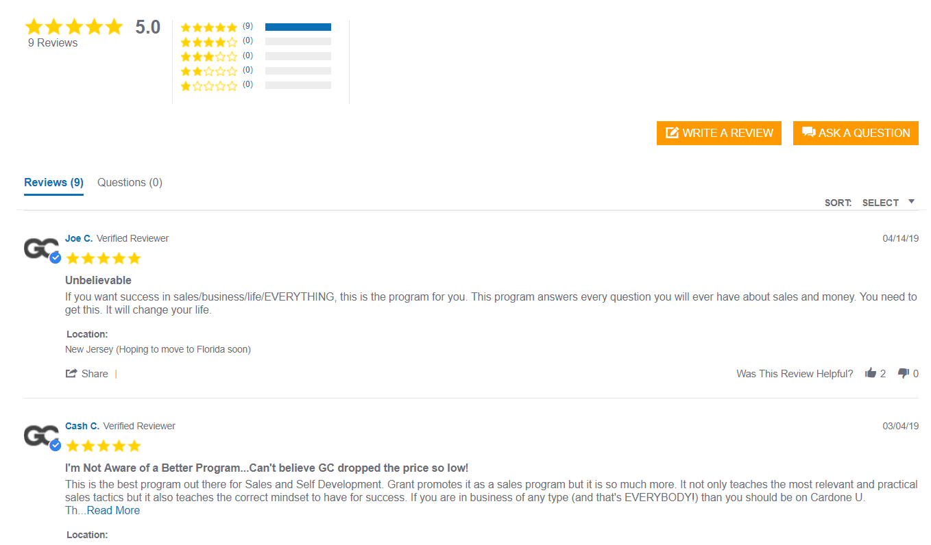 Examen de l'Université Grant Cardone - Avis Grant Cardone University Review- Reviews