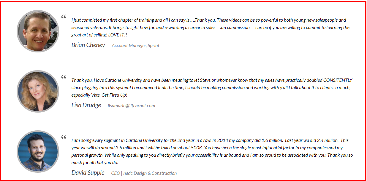 Grant Cardone University Review - Témoignages Grant Cardone University Review- Testimonials