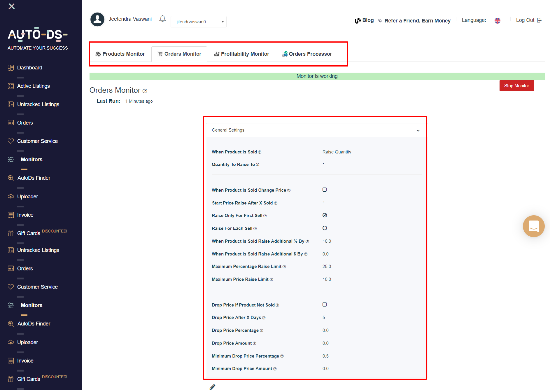 AutoDS Review- การตรวจสอบผลิตภัณฑ์ AutoDS Review- Product Monitoring