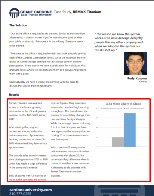 Grant Cardone Sales Training University- Real Estate Remax Titanium Case Study 2 Grant Cardone Sales Training University- Real Estate Remax Titanium Case Study 2