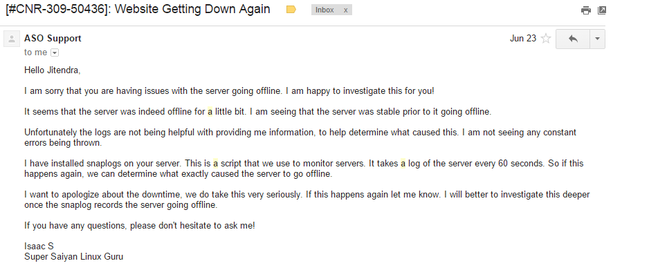 a small orange downtime issues