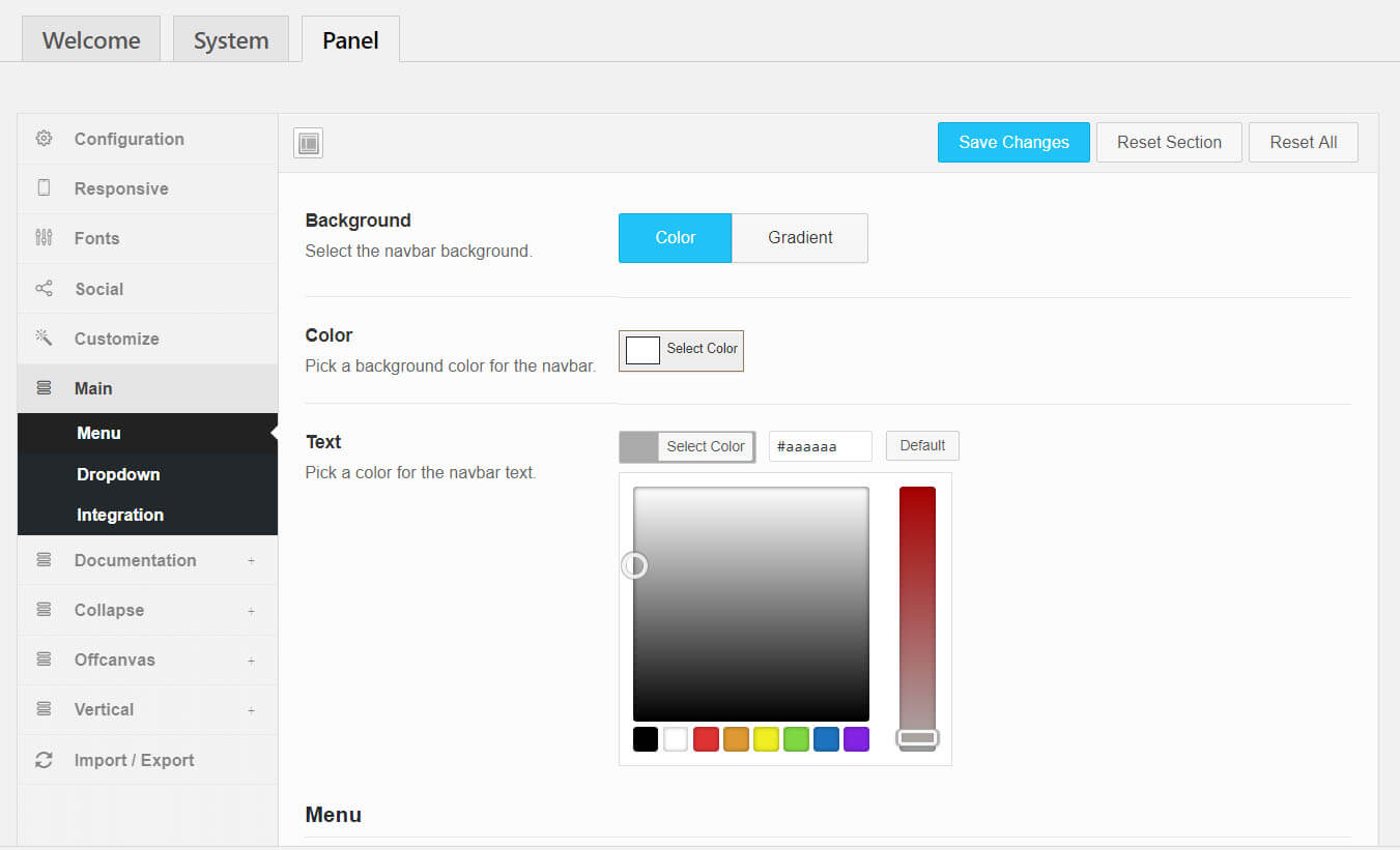 Examen de QuadMenu - Couleurs QuadMenu Review- Colours