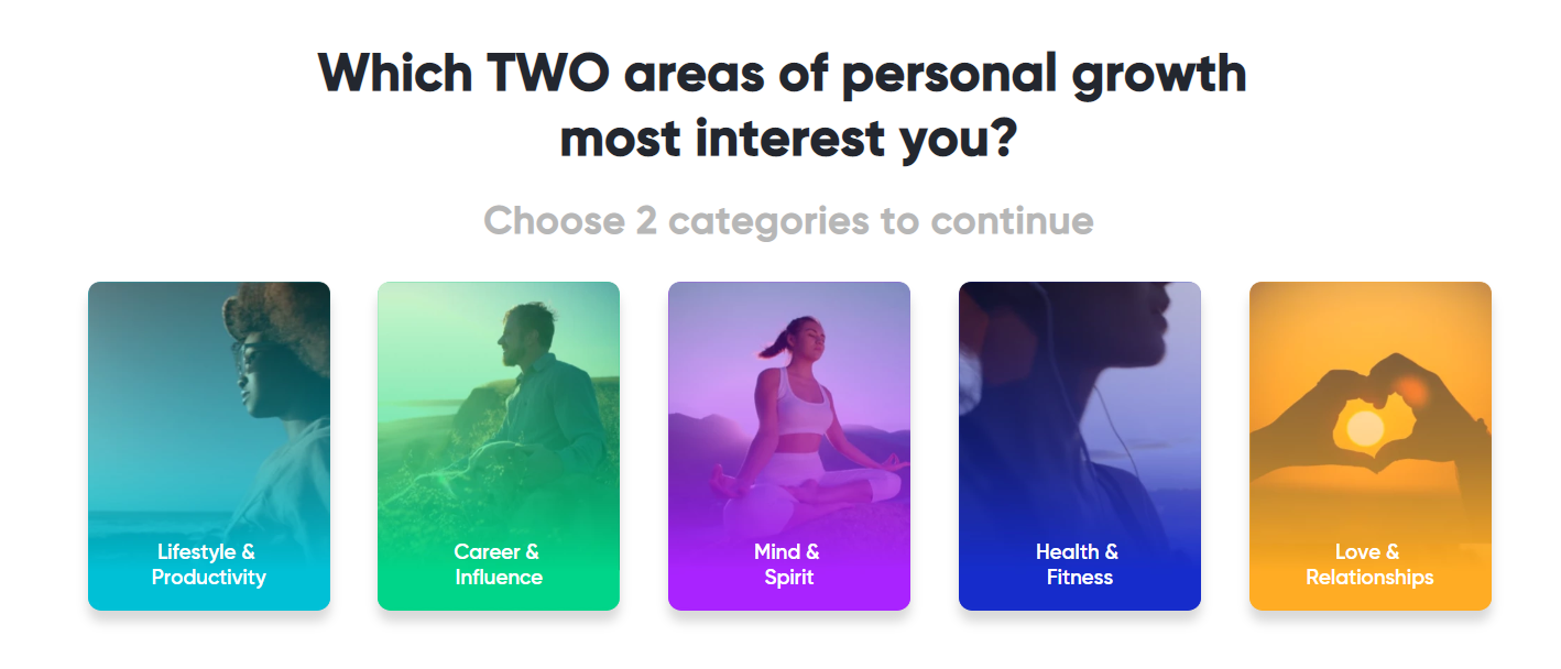 Mindvalley Discount coupon Code- Select Your Category