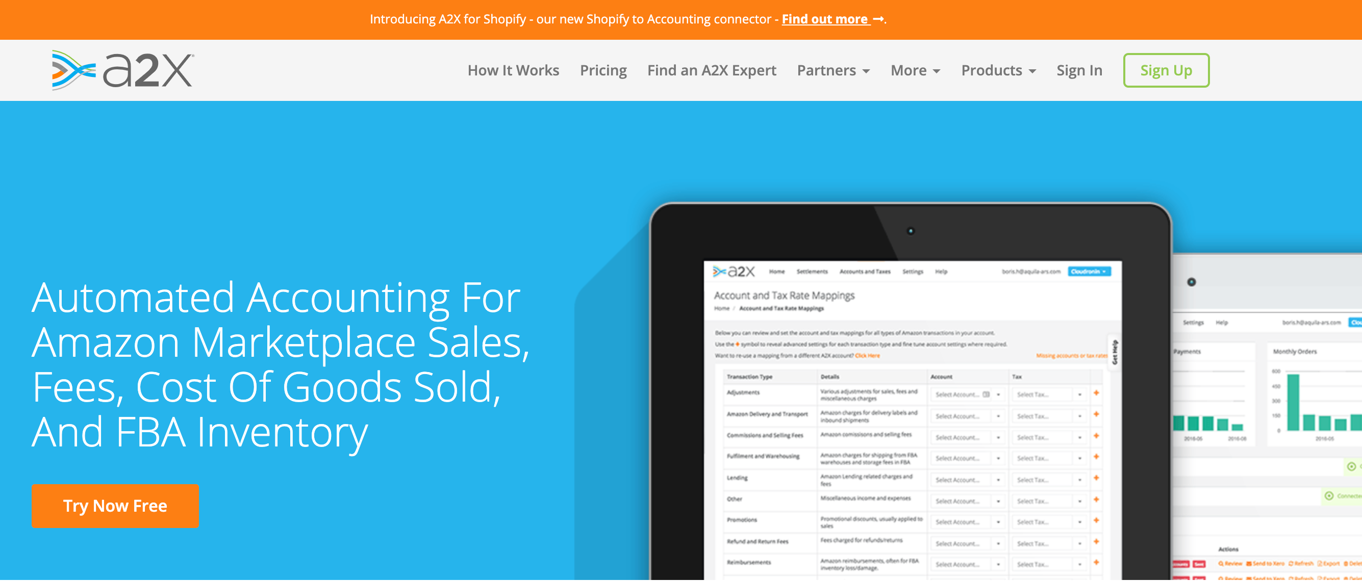 A2X per Amazon e Shopify