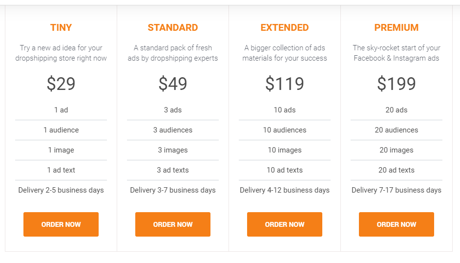 AliDropship Dropshipping Services- FB Ads Pricing