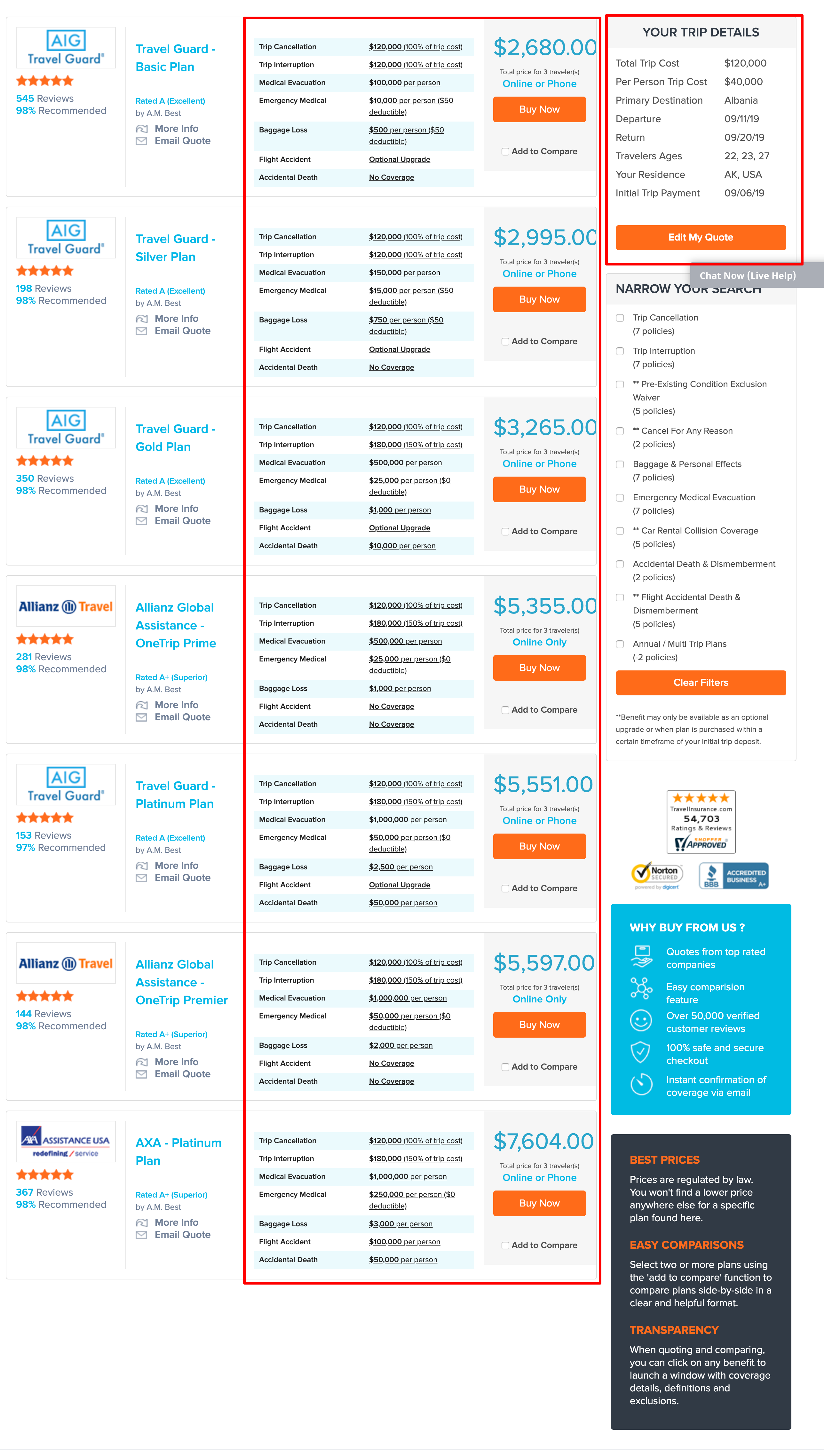 Get Quotes From Travelinsurance