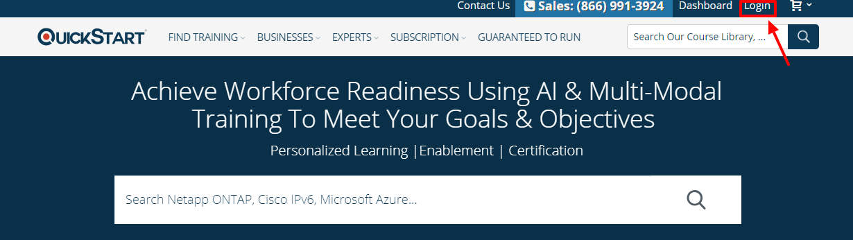 Quickstart Review - page login