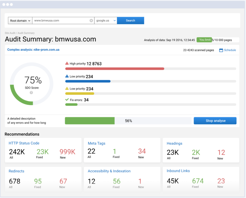 Serpstat Pricing Review- Site Audit