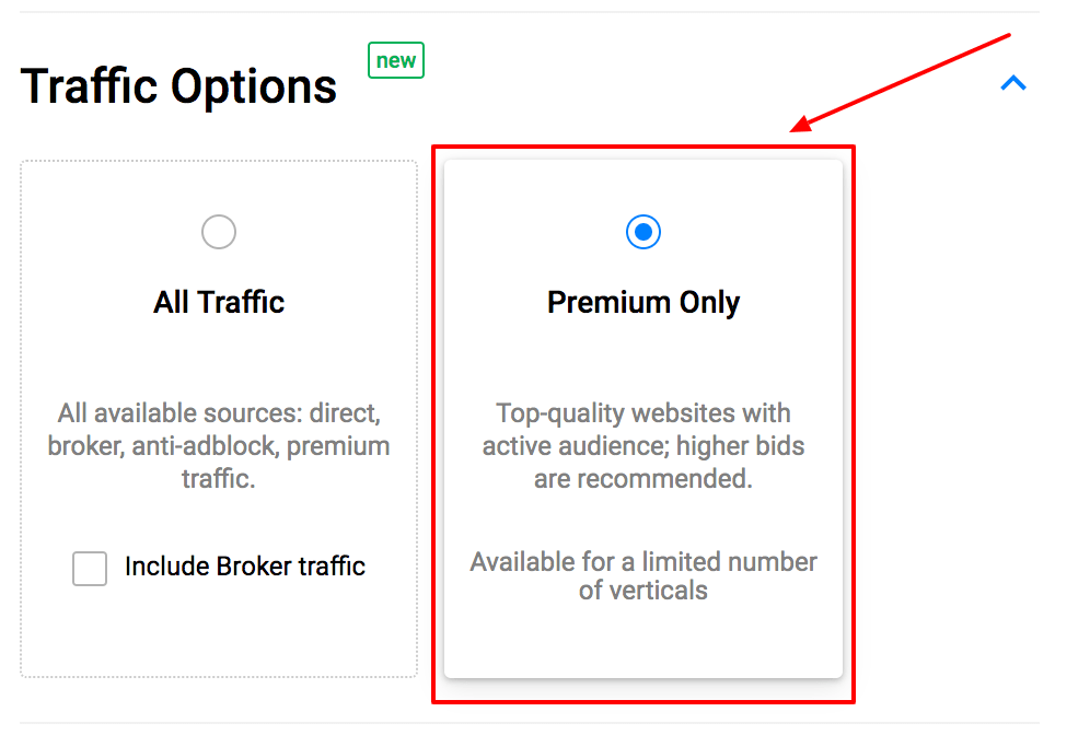 流量选项 - 推送广告指南 Traffic Options - Push Ads Guide