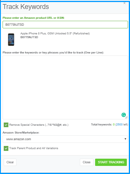 Helium 10 Review- Keyword Tracker