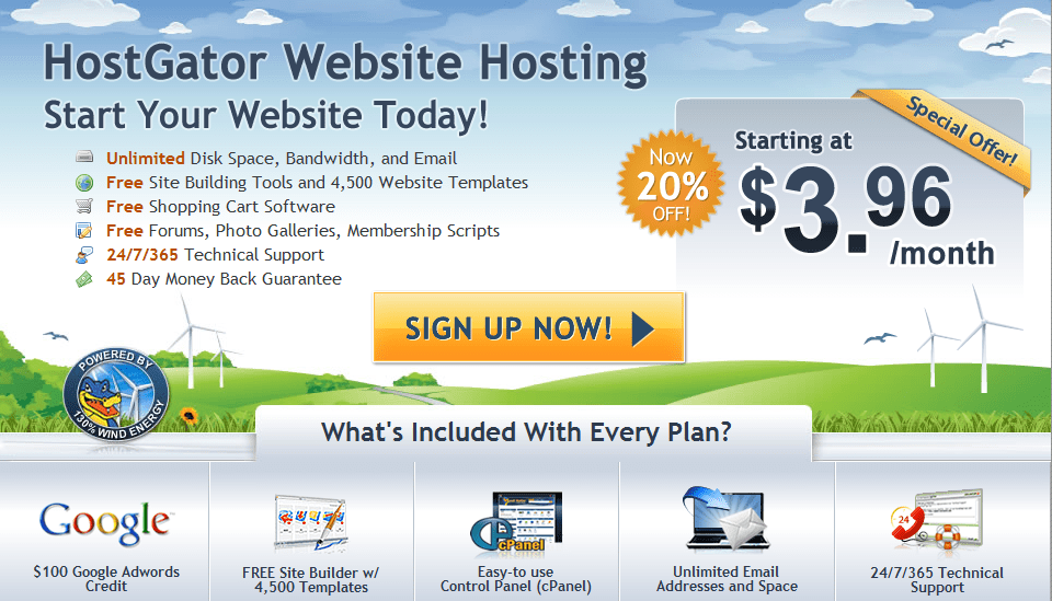 Hostgator 1 セント ホスティング -特徴 Hostgator 1 Cent Hosting -features