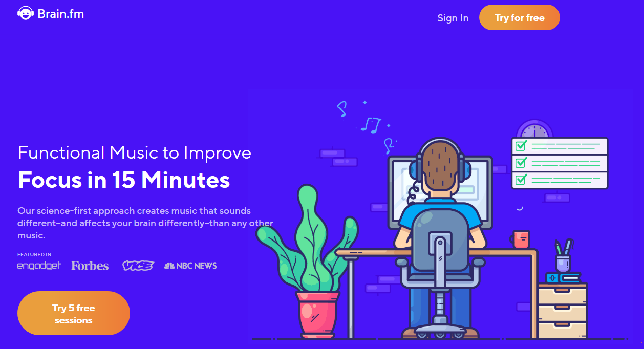 Brain.fm- Music to improve focus meditation sleep.