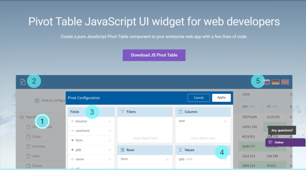 Business Web Applications Pivot Table
