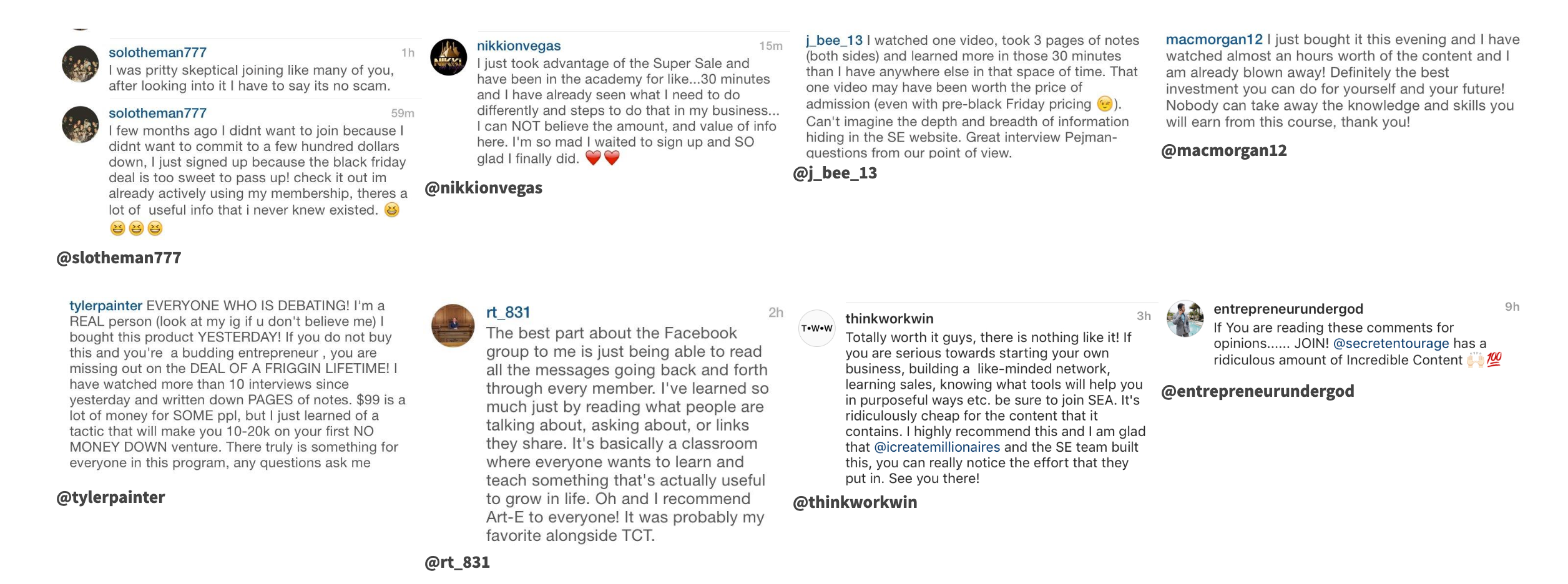 Secret Entourage Academy Reviews