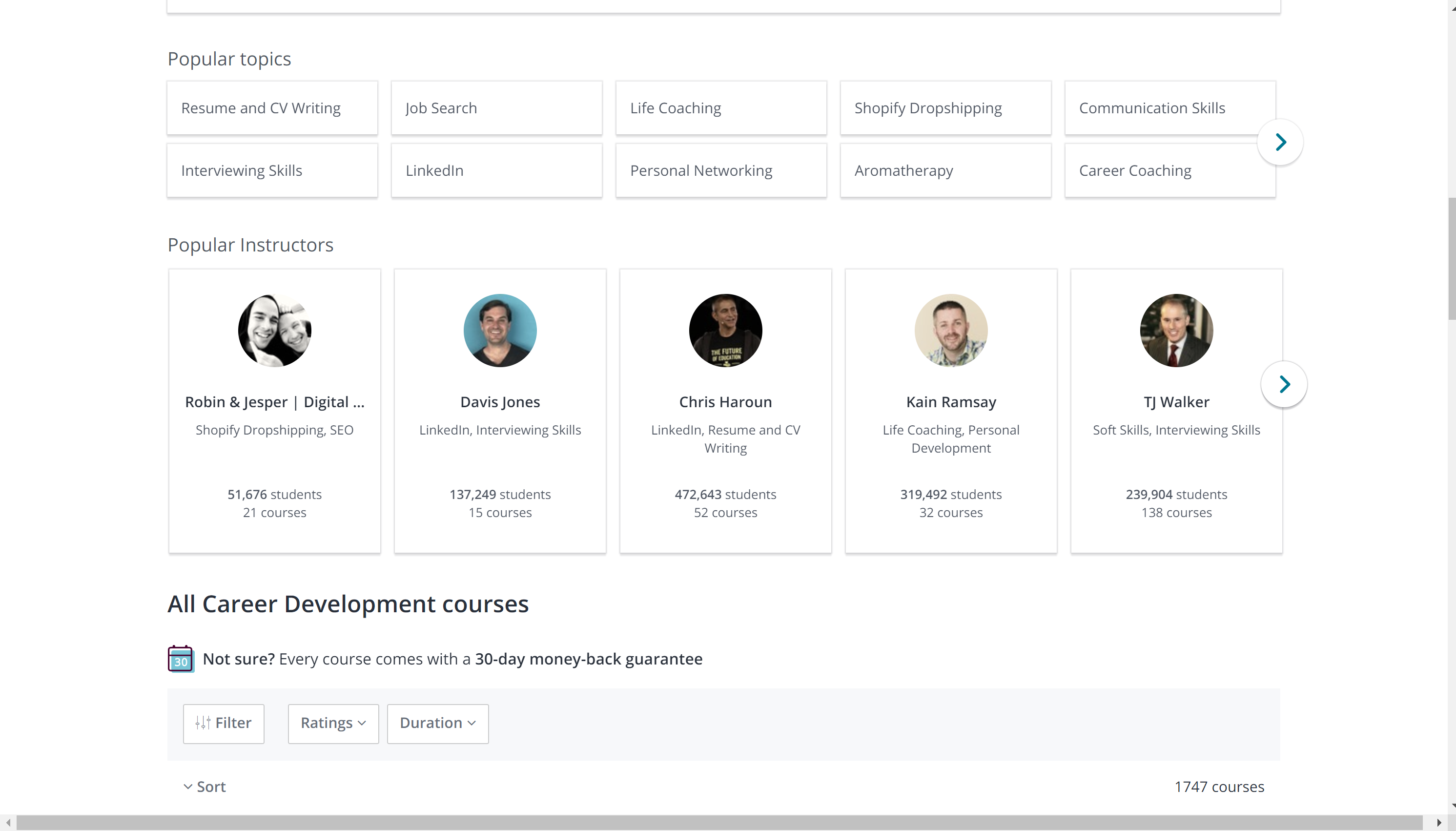 Cursuri de dezvoltare a carierei Udemy
