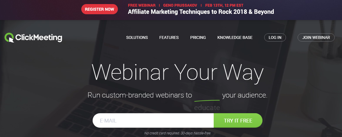 Klicken Sie auf Besprechung ClickMeeting