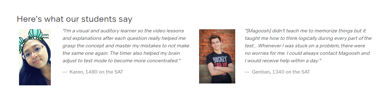 Magoosh SAT Review - testimonial