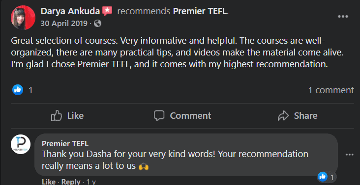 Ulasan Pengguna Nyata TEFL Premier 5
