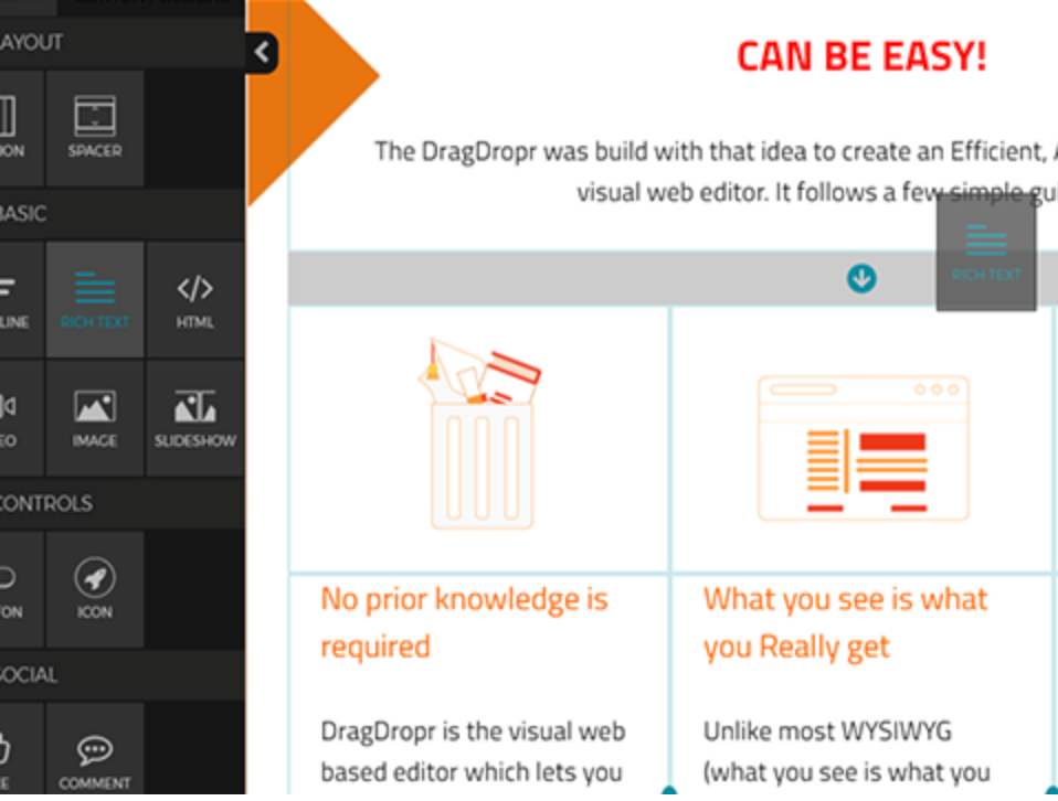 DragDropr – ビジュアル コンテンツ ビルダー