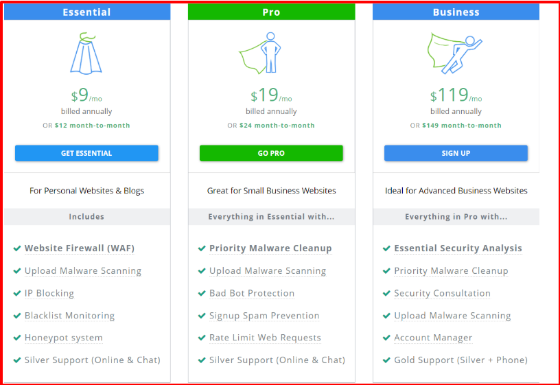 Astra vs Sucuri Comparision Review- Astra Pricing Plan