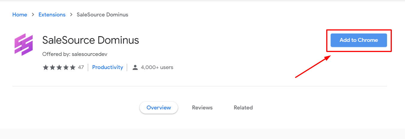 Extensão do Chrome do SaleSource