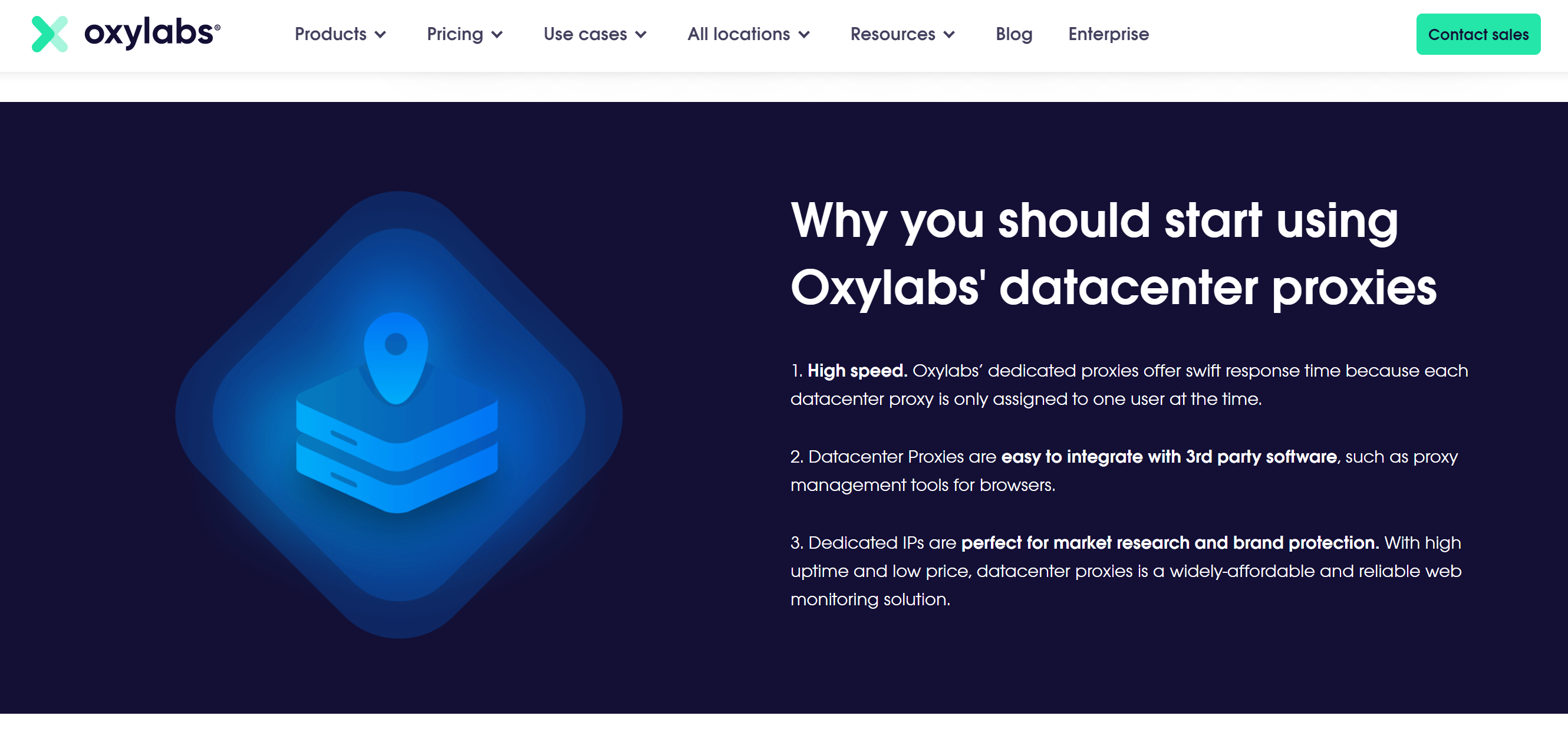 Proxies dedicados da Oxylabs Oxylabs dedicated proxies