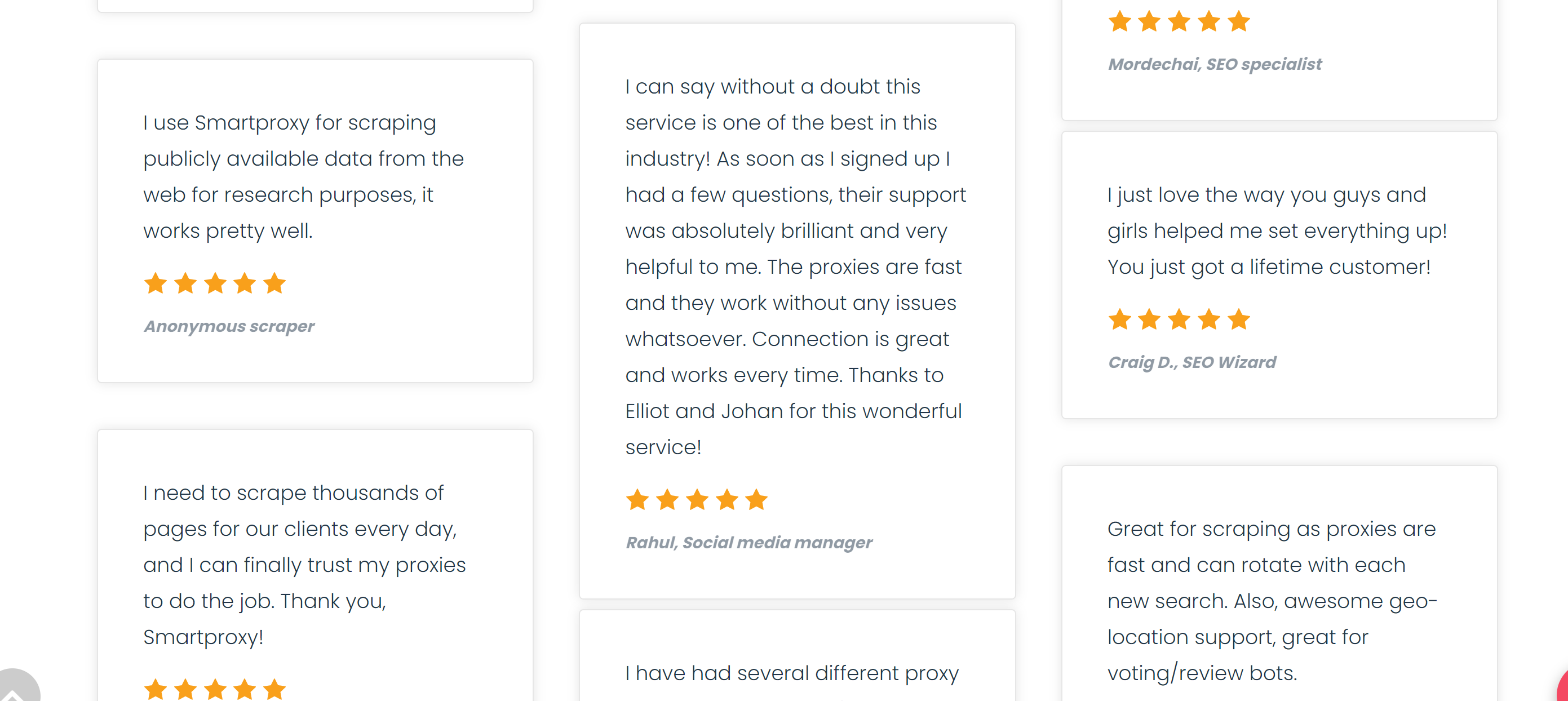 Avaliações do Smartproxy no Google Smartproxy reviews on Google