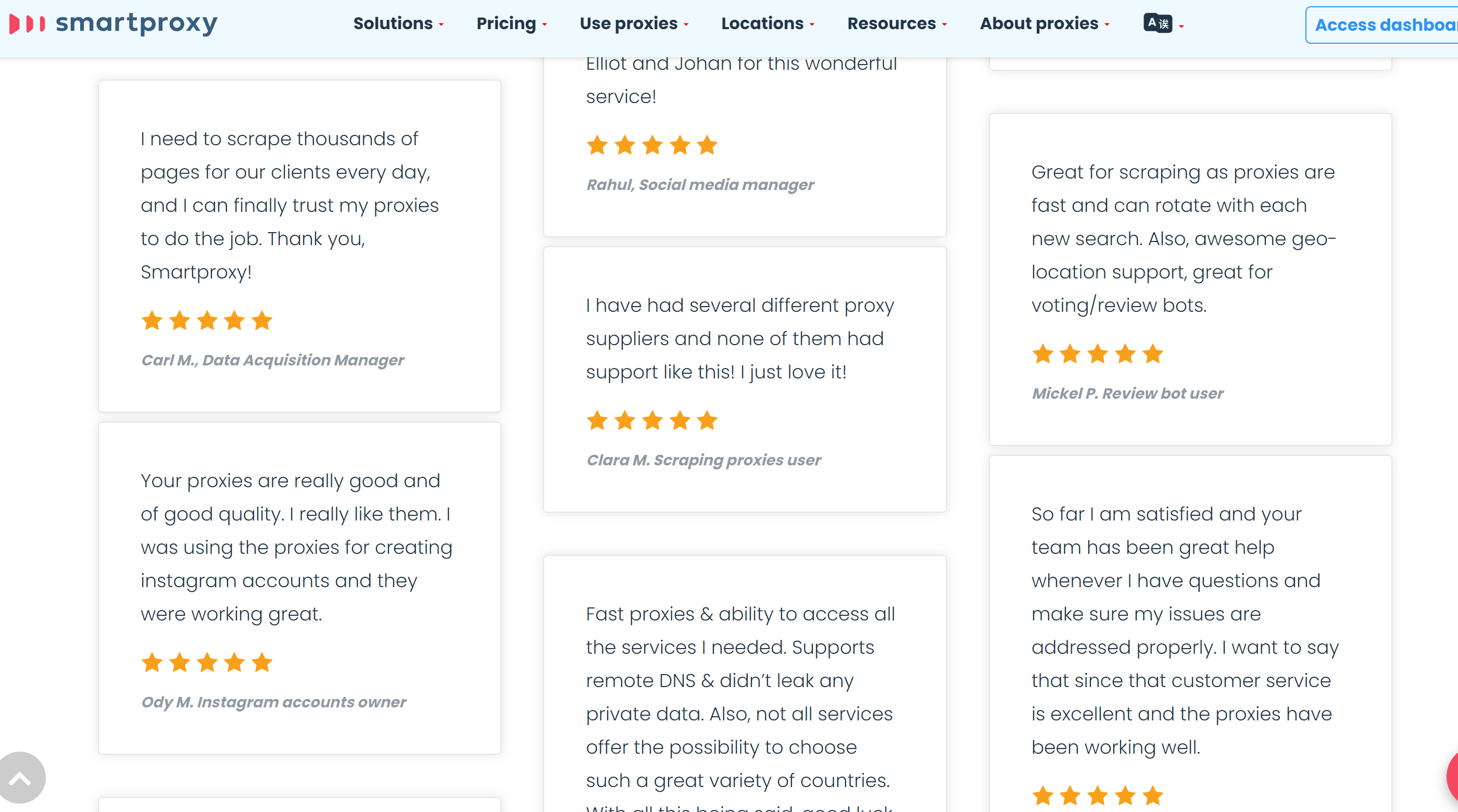 Avaliações do Smartproxy no Google Smart proxies reviews