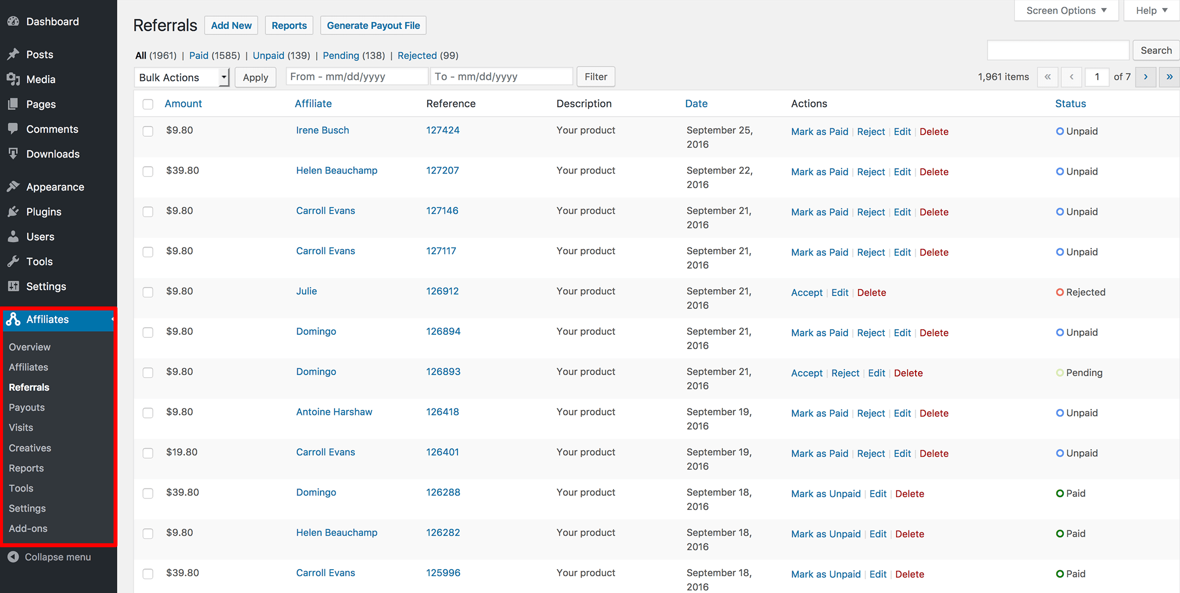 AffiliateWP - Plugin para WordPress