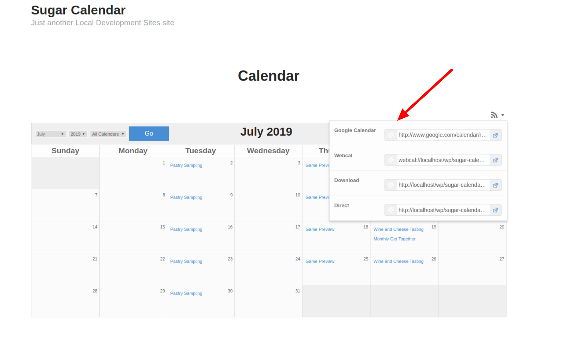 Calendar Feeds – Sugar Calendar