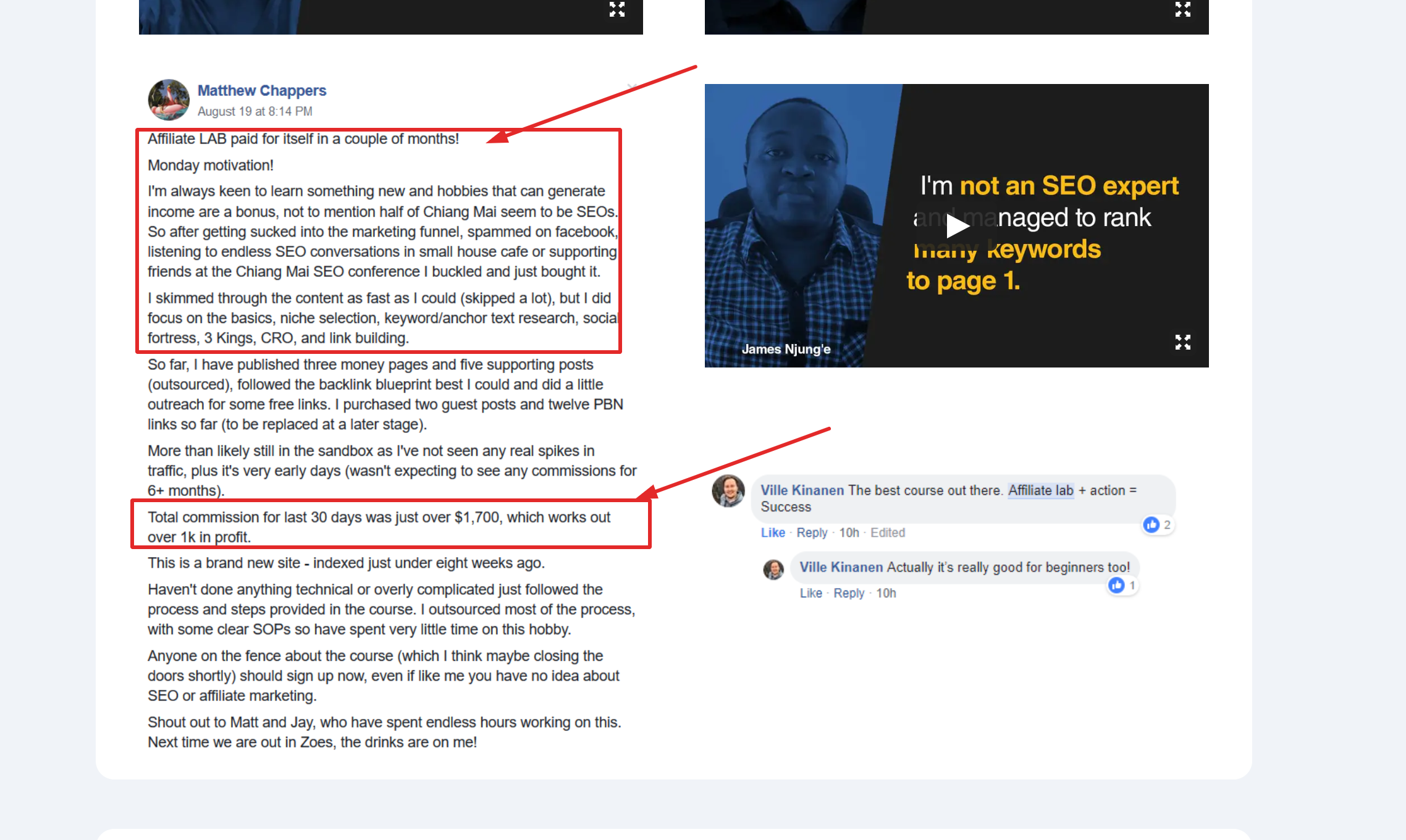 Matt Diggity Cursos comentários online Matt Diggity Courses reviews online