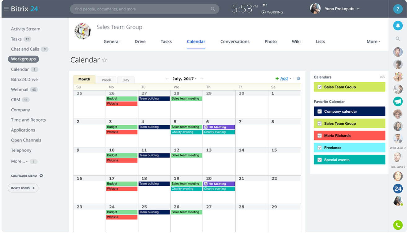 Bitrix24 검토 - 무료 공유 캘린더 Bitrix24 Review- Free Shared Calendars