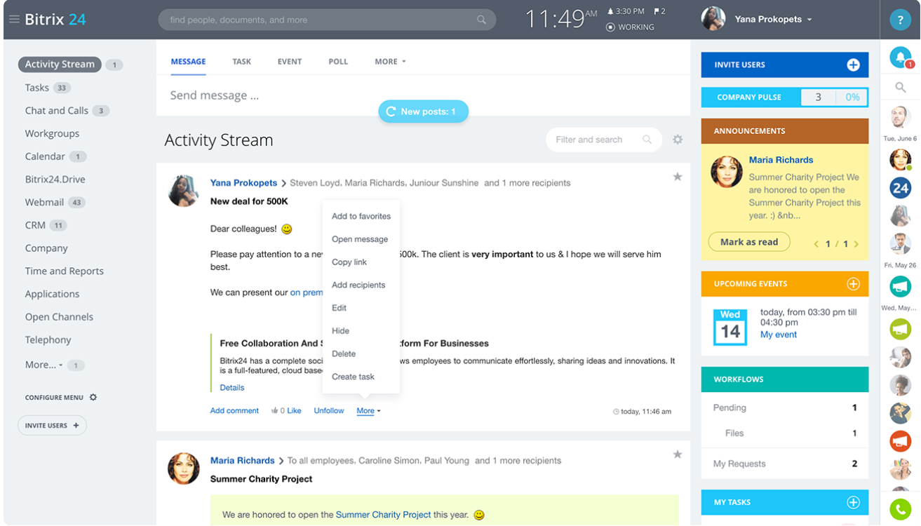 Bitrix24 Review- 기업용 소셜 인트라넷 플랫폼 Bitrix24 Review- Social Intranet Platform For Businesses