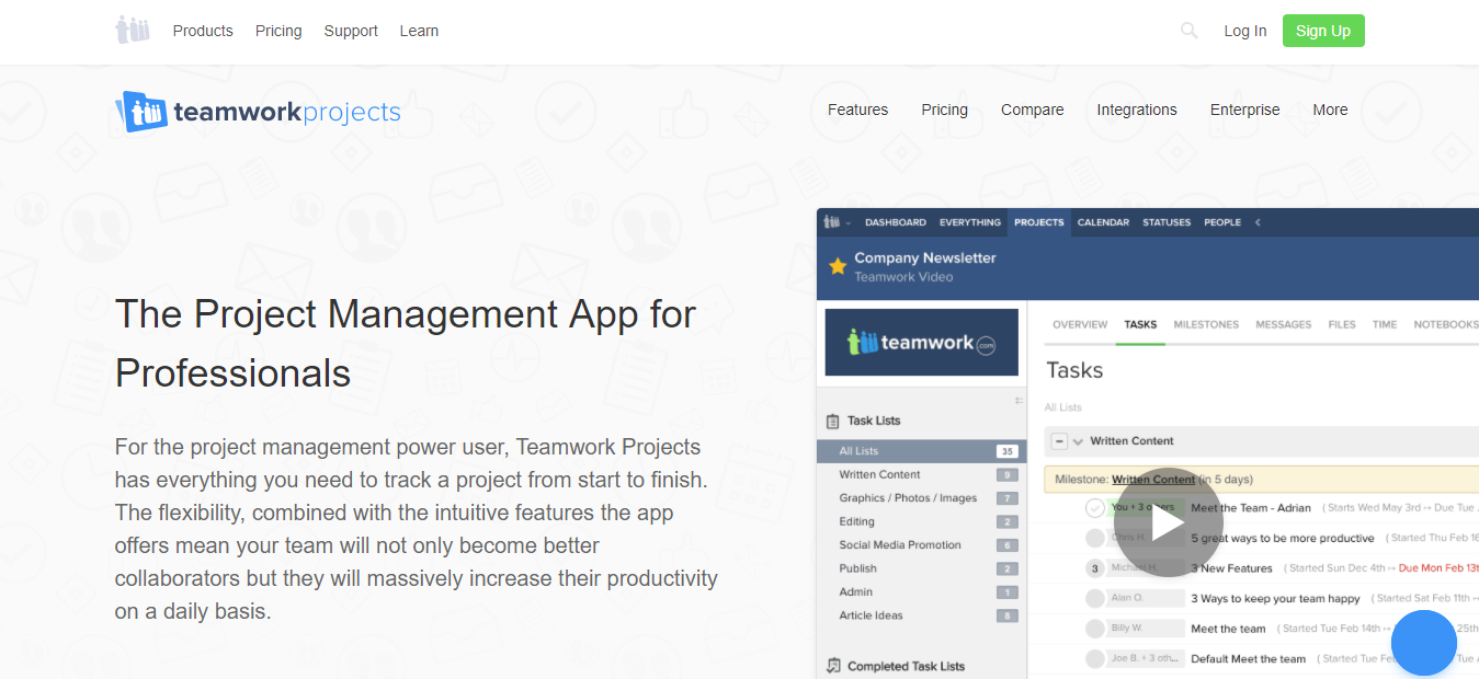 팀워크 프로젝트 - 전문가를 위한 프로젝트 관리 소프트웨어 Teamwork Projects - Project Management Software for Professionals