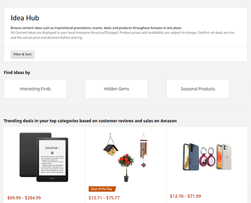 hub de idei asociații amazon