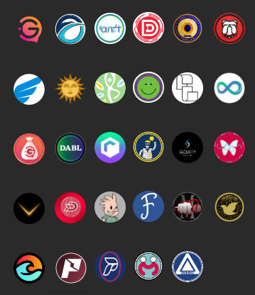 verschiedene soziale Token-Logos für Kryptowährungen von gary.club
