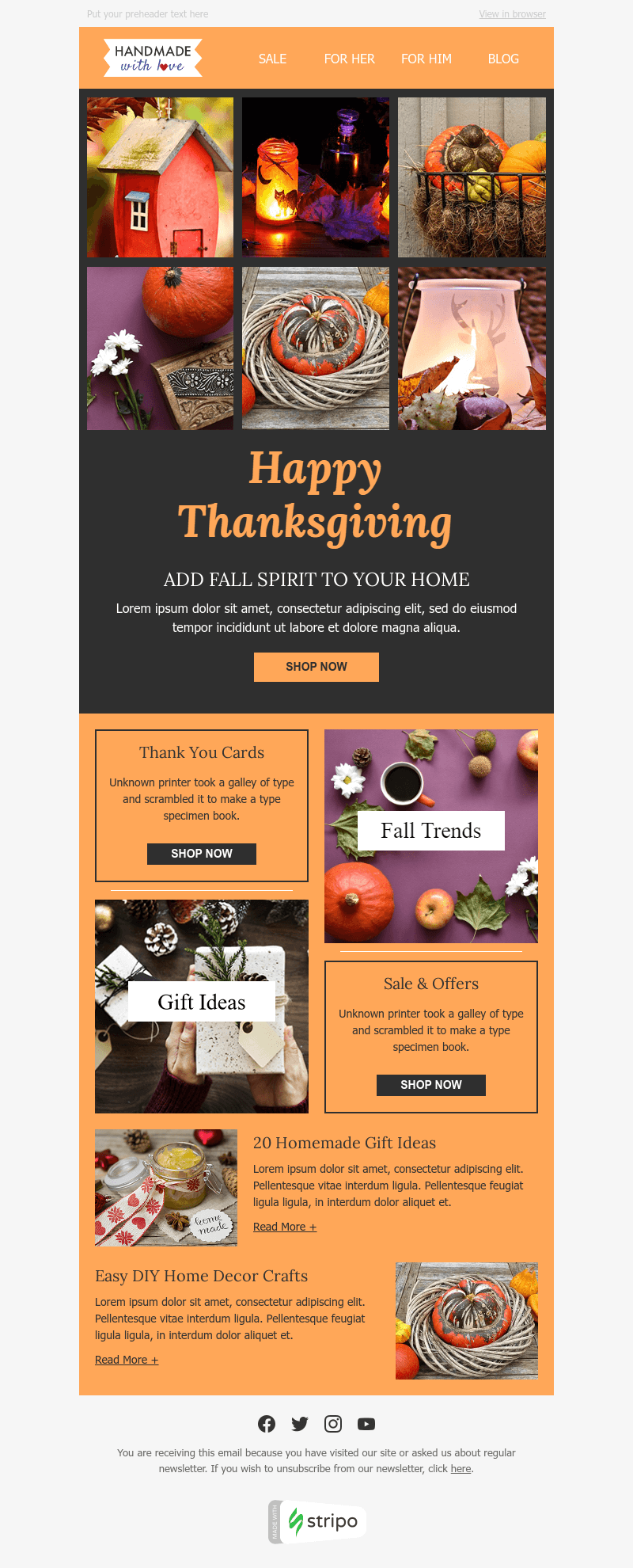 Desain Thanksgiving Promosi promotional email template for the holidays
