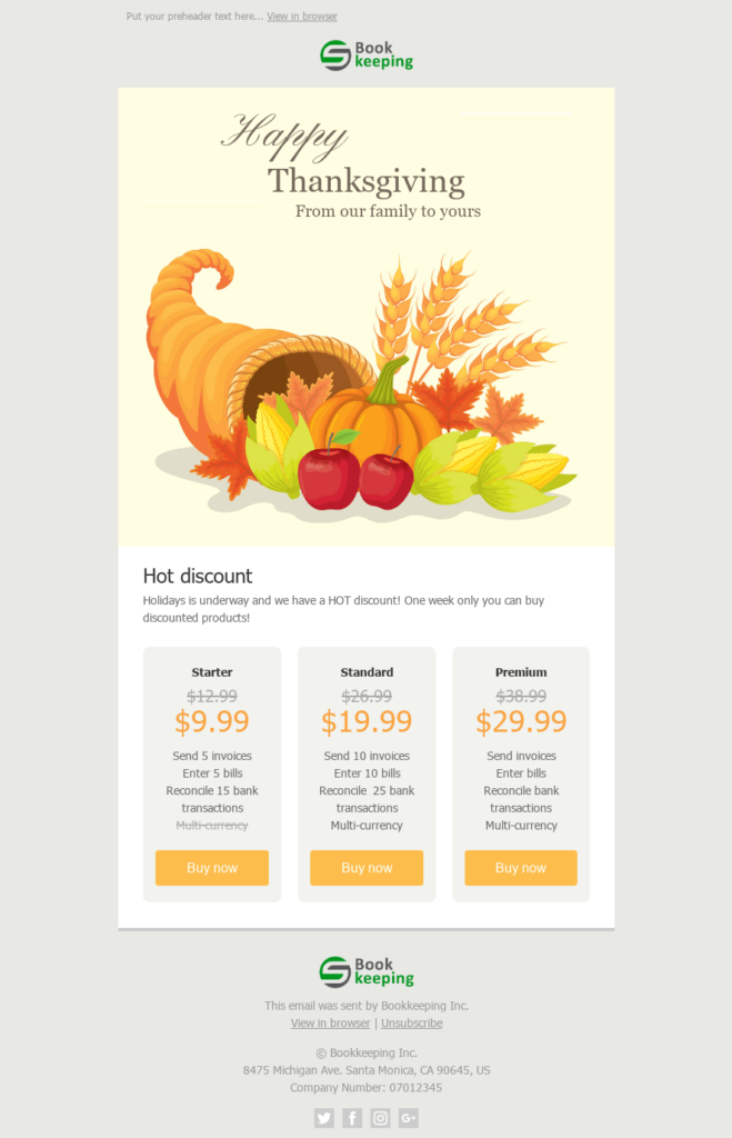 Templat Buletin Email Selamat Thanksgiving thanksgiving email designs by stripo