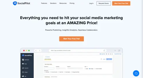 Home page of SocialPilot