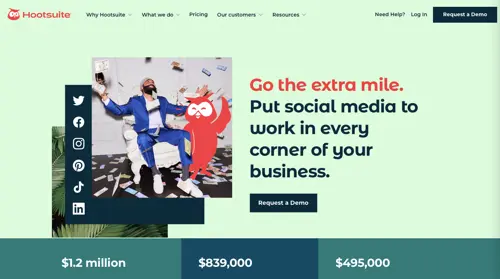 Home page of Hootsuite